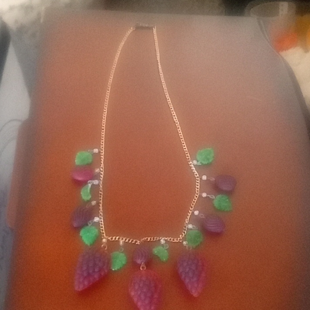 Elegant Purple and Green Necklace Size Approx. 10"